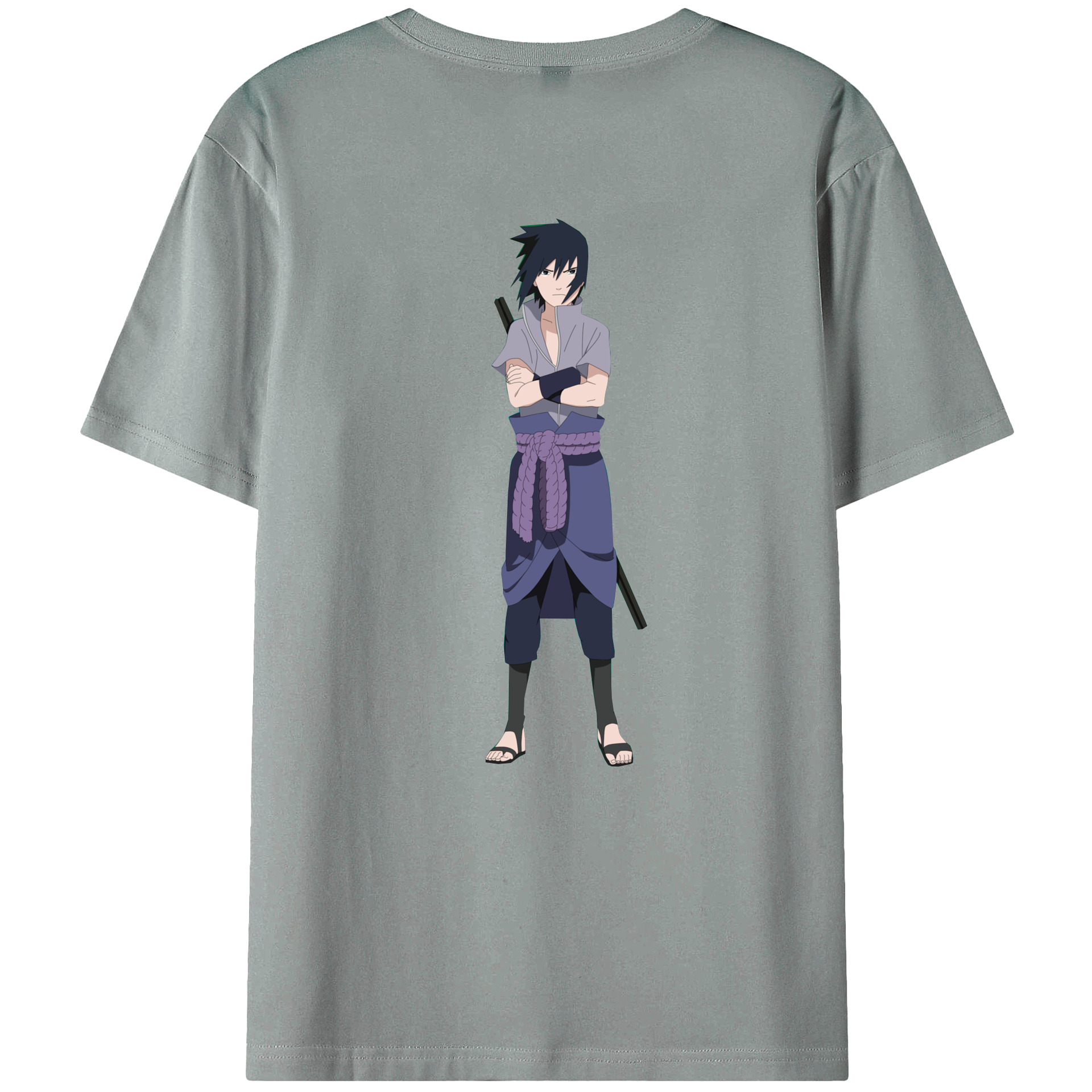 （画像用） NARUTO -ナルト- うちは サスケ Uchiha Sasuke 綿100％ メンズ半袖Tシャツ（バックプリント） 通気性